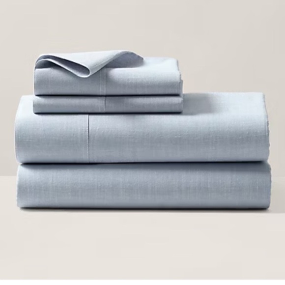 $245 NWT Ralph Lauren King Flat Sheet Cotton Workshirt...